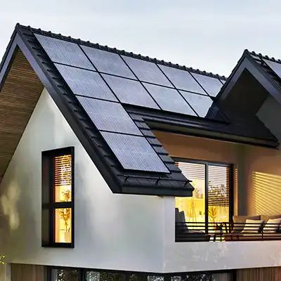 Modern home with solar panels